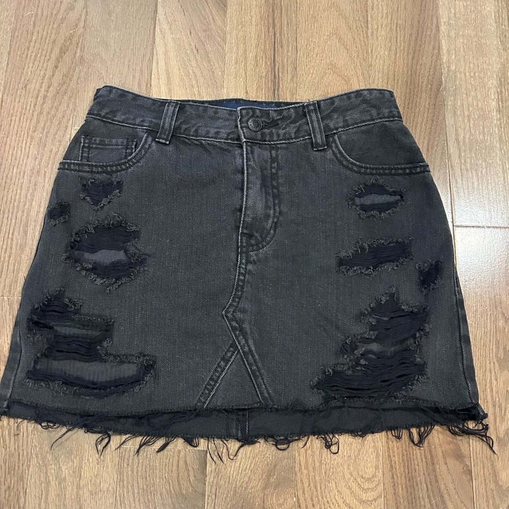 Black Ripped Denim High-Rise Skirt Size 1